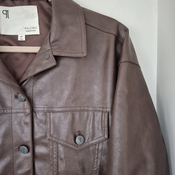 Anthropologie Pilcro Weston Faux Leather Boyfriend Jacket Brown - Picture 9 of 13